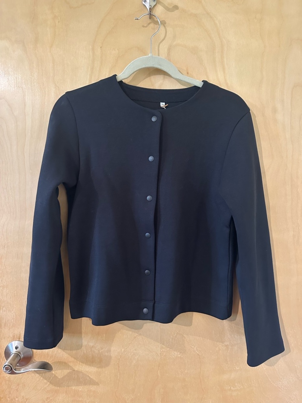 NWT MUJI Classic Black Women's Snap-Front Scuba Cardigan